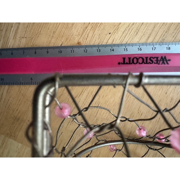 Unique Vintage Wire Frame Beaded Handbag Small Purse Pink Pearls Evening Bag - Picture 3 of 6